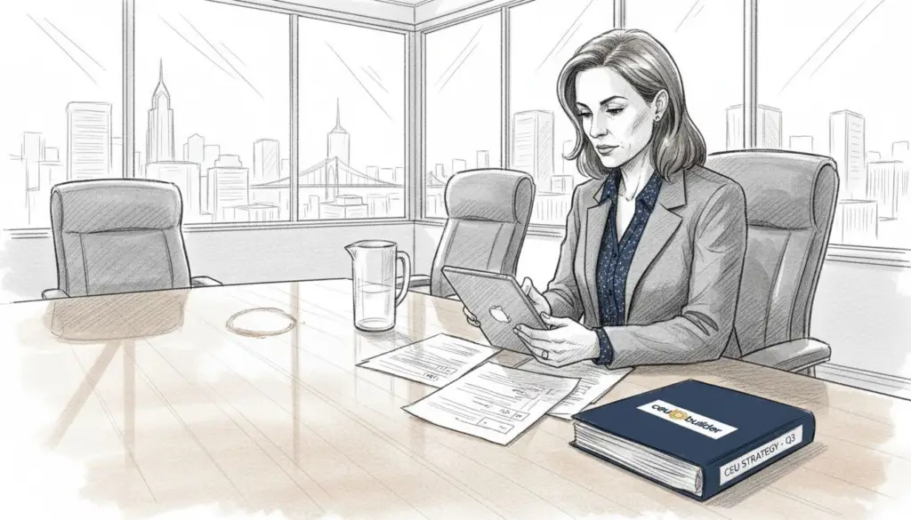 Executive reviewing CEU course analytics