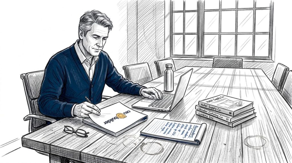 Hospitality manager reviews CEU compliance documents