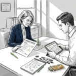 Project manager reviews education program outline